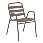 Armchair Sussie stack brown metal with aluminium slats 45x62x76cm