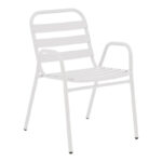 Armchair Sussie stack white metal with aluminium slats 45x62x76cm