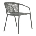 Lindaria stackable metal-pe rattan armchair in dark grey color 54x63x74cm - Image 2