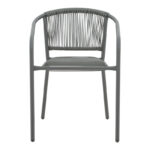 Lindaria stackable metal-pe rattan armchair in dark grey color 54x63x74cm - Image 4