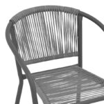 Lindaria stackable metal-pe rattan armchair in dark grey color 54x63x74cm - Image 6