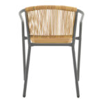 Lindaria stackable metal armchair in dark grey color and pe rattan in natural color 54x63x74cm - Image 5