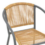 Lindaria stackable metal armchair in dark grey color and pe rattan in natural color 54x63x74cm - Image 6