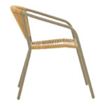 Lindaria stackable metal armchair in champagne color and pe rattan in natural color 54x63x74cm - Image 3