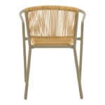 Lindaria stackable metal armchair in champagne color and pe rattan in natural color 54x63x74cm - Image 5