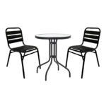 Трпезариска маса Sussie-Watson сет од 3 парчиња метална црна-стаклена Ф60x70 см