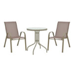 Комплет трпезариски маси Calan-Watson од 3 парчиња метална шампањска чаша D60x70cm