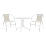 Watson-Obbi dining table white metal-glass 70x70x70cm