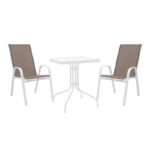 Watson-Calan dining table white metal-glass 70x70x70cm