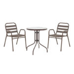 Watson-Sussie dining table, brown metal and glass, Φ60x70cm