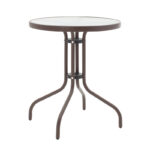 Watson-Sussie dining table, brown metal and glass, Φ60x70cm - Image 5
