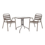 Dining table Watson-Sussie metal brown-glass 70x70x70cm
