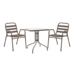 Dining table Watson-Sussie metal brown-glass 60x60x70cm