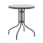 Dining table Watson-Tade set of 3 pieces anthracite metal-glass Φ60x70cm - Слика 5