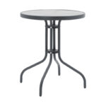 Dining table Watson-Lindaria set of 3 pieces anthracite metal-glass Φ60x70cm - Слика 5