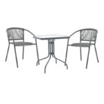 Трпезариска маса Watson-Lindaria антрацит метал-стакло 70x70x70 см