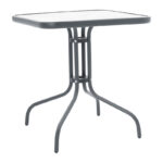 Watson-Lindaria dining table anthracite metal-glass and pe rattan in natural shade 70x70x70cm - Слика 5