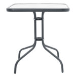 Watson-Lindaria dining table anthracite metal-glass and pe rattan in natural shade 70x70x70cm - Слика 6