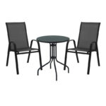 Трпезариска маса Vergo-Calan црна метална Φ60x70 см