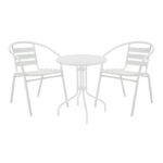 Трпезариска маса Верго-Таде бела метална Ф60x70 см