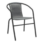 Dining table Valor-Obbi set of 5 pieces metal black-glass-pe gray 110x60x70cm - Слика 2