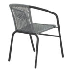 Dining table Valor-Obbi set of 5 pieces metal black-glass-pe gray 110x60x70cm - Слика 3