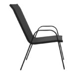 Dining table Valor-Calan set of 5 pieces black metal-glass-textilene black 110x60x70cm - Слика 4