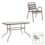 Трпезариска маса Valor-Sussie метална кафеава-стаклена 110x60x70 см