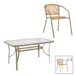 Трпезариски сет Lindaria-Ensure 5 парчиња метал-чаша во шампањ боја 140x80x70 см