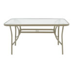 Dining table Tade-Ensure 5pcs metal-glass in champagne color 140x80x70cm - Image 6