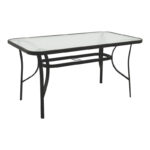 Dining table Sussie-Ensure 5pcs metal-glass in black color 140x80x70cm - Image 5