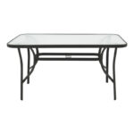 Dining table Sussie-Ensure 7pcs metal-glass in black color 140x80x70cm - Image 6