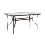 Dining table Sussie-Ensure 5pcs metal-glass in brown color 120x70x70cm - Image 5
