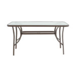 Dining table Sussie-Ensure 5pcs metal-glass in brown color 120x70x70cm - Image 6