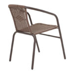 Dining table Ensure-Obbi 5pcs metal in brown shade 140x80x70cm - Слика 3