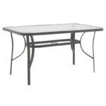 Dining table Ensure-Lindaria set of 5 pieces metal in anthracite and pe rattan in natural shade 140x80x70cm - Слика 5