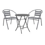 Albero-Tade folding metal dining table in anthracite shade D60x70cm