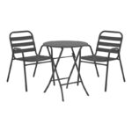 Albero-Sussie folding metal dining table in anthracite shade D60x70cm