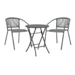 Albero-Lindaria folding metal dining table in anthracite shade D60x70cm