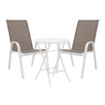 Albero-Calan folding metal dining table in white shade D60x70cm