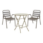 Albero-Sussie metal dining table in champagne shade D60x70cm