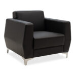 Dermis armchair inox with pu in black colour 88x75x75cm