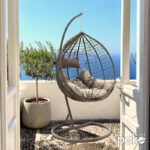 Zafer swing hanging metal-pp- pillow in grey color 106x103x200cm - Image 2