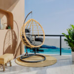 Hudson swing hanging metal black-pp natural-cushion black 109x119x195cm - Image 2