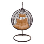 Zafer swing hanging metal-pp brown-cushion beige 106x103x200cm - Слика 2