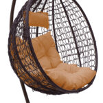 Zafer swing hanging metal-pp brown-cushion beige 106x103x200cm - Слика 4