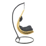 Garden swing Soleil hanging pp in natural color and black metal 103x83x200cm - Image 2