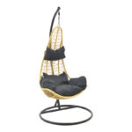Garden swing Soleil hanging pp in natural color and black metal 103x83x200cm