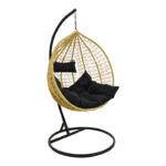 Zafer swing hanging pp in natural color and black metal 106x103x200cm