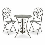 Dining set 3pcs Abriel anthracite antique metal